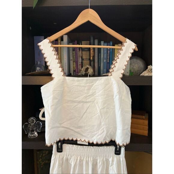 NWT Tuckernuck White Scallop Cece Tola Top & Skirt Set Size Medium - Picture 5 of 13